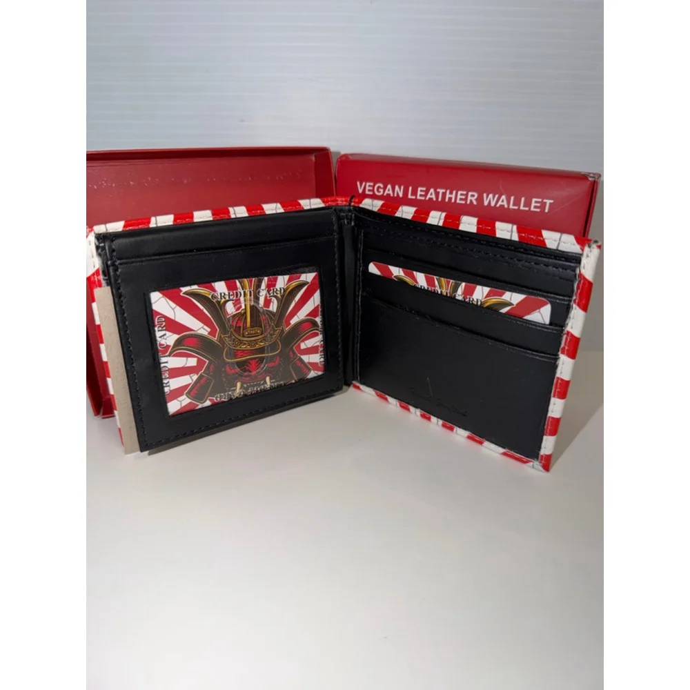 Men's Samurai Demon Vegan Leather Wallet One Size Red White NEW NEW IN PACKAGING